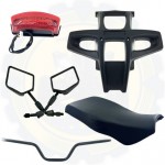 Зеркала, защита рук, пластик, сиденья, фары, рули квадроцикла ATV
